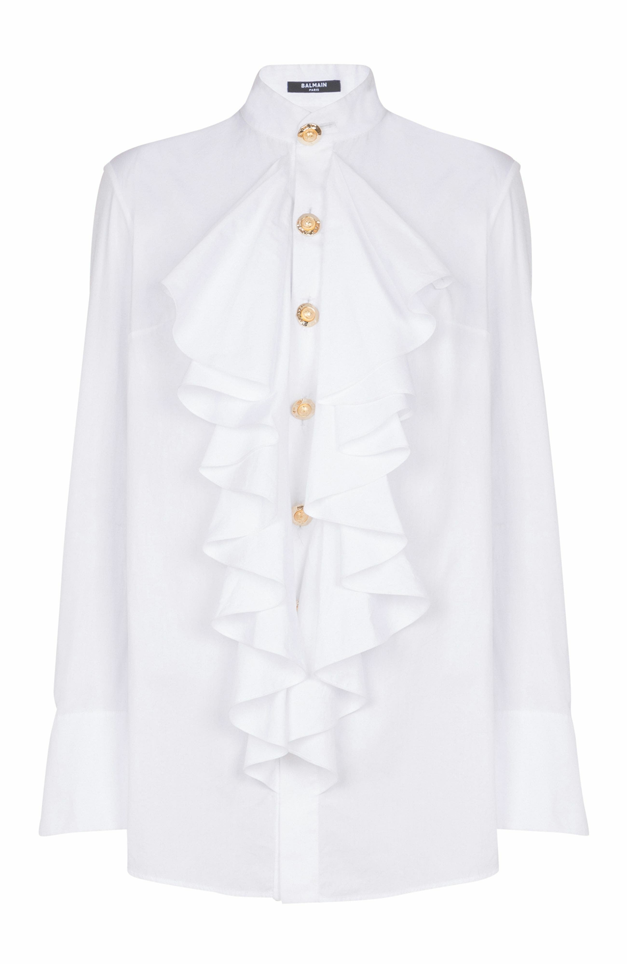 Balmain Ruffled poplin shirt in White at Nordstrom - 5