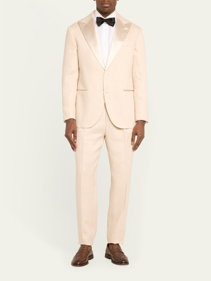Brunello Cucinelli Men's Linen-Blend Peak Tuxedo outlook