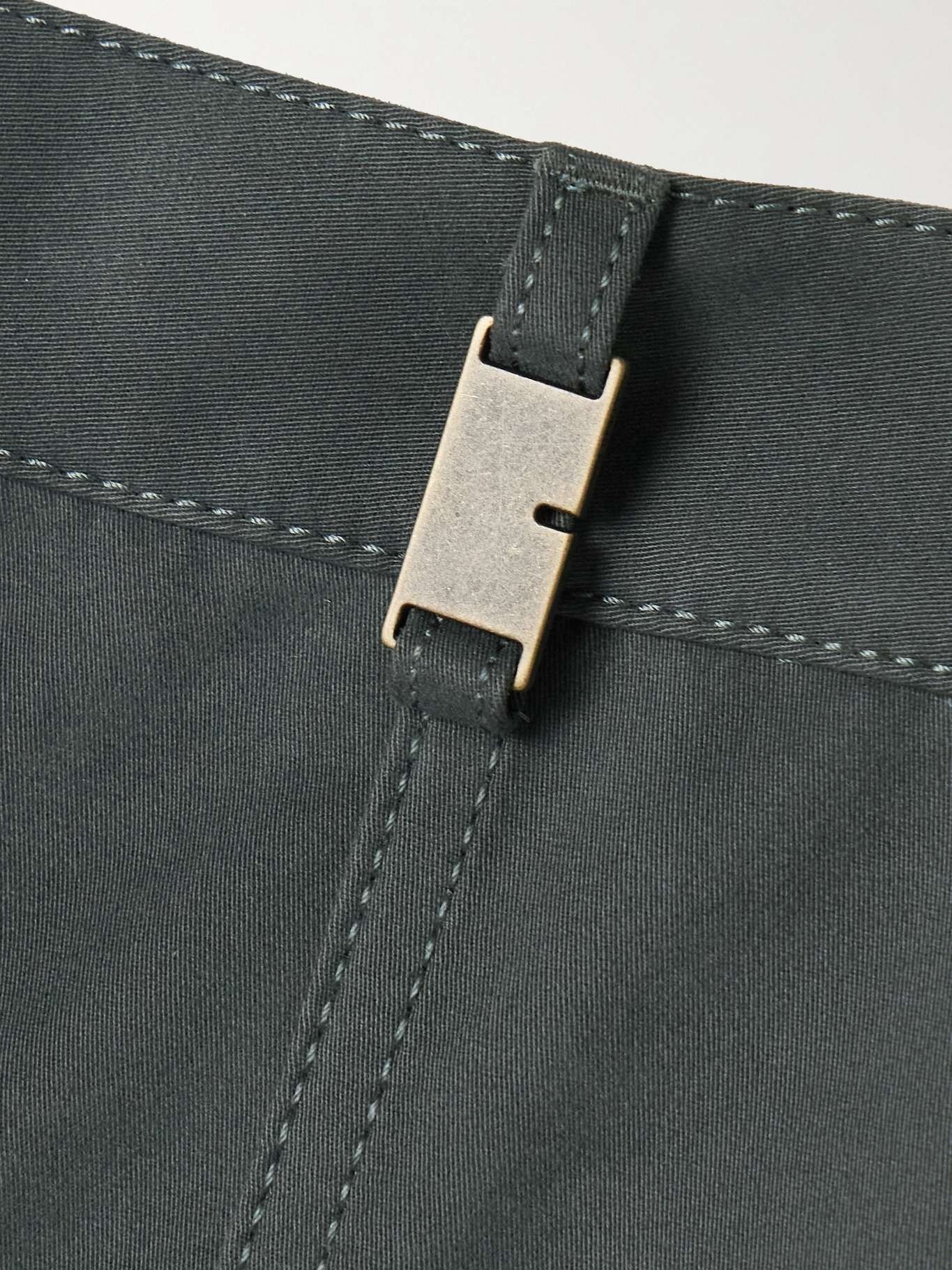 Checked twill-trimmed brushed cotton-blend wide-leg pants - 6