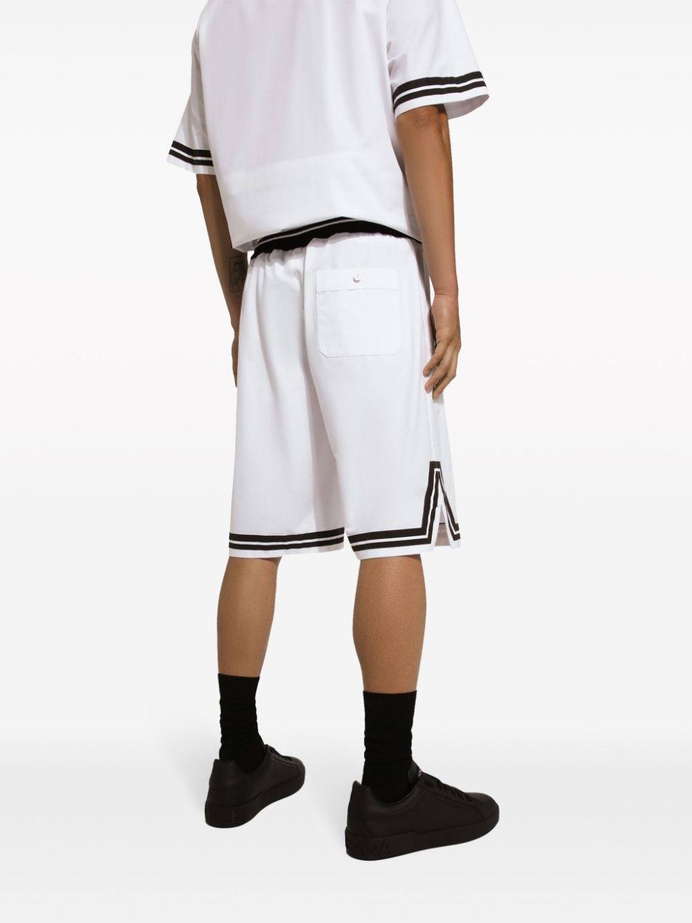 logo-print cotton track shorts - 6