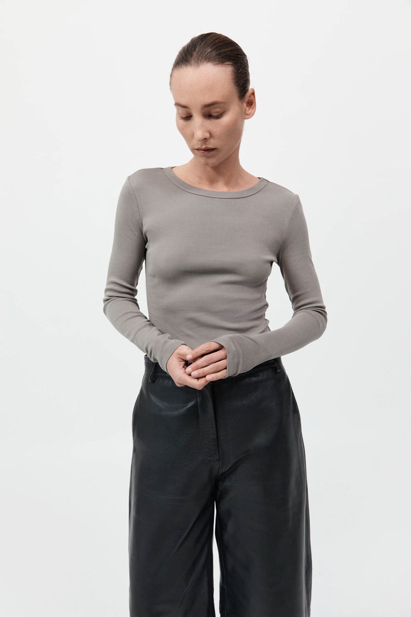 Organic Cotton Long Sleeve Top - Slate - 4