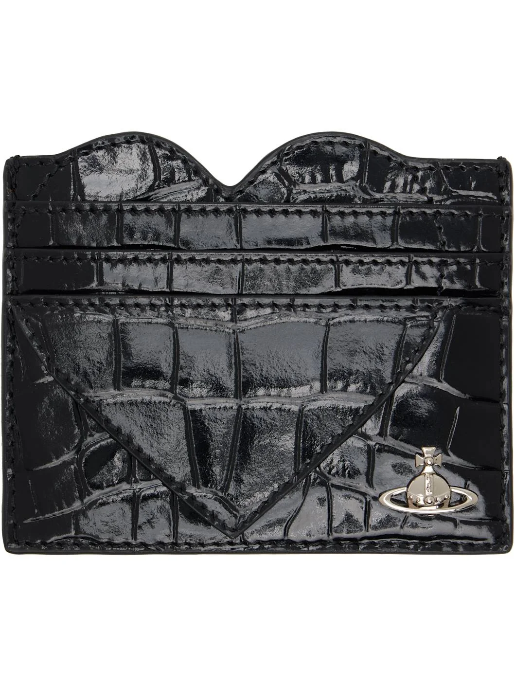 Black Croc Heart Card Holder - 1