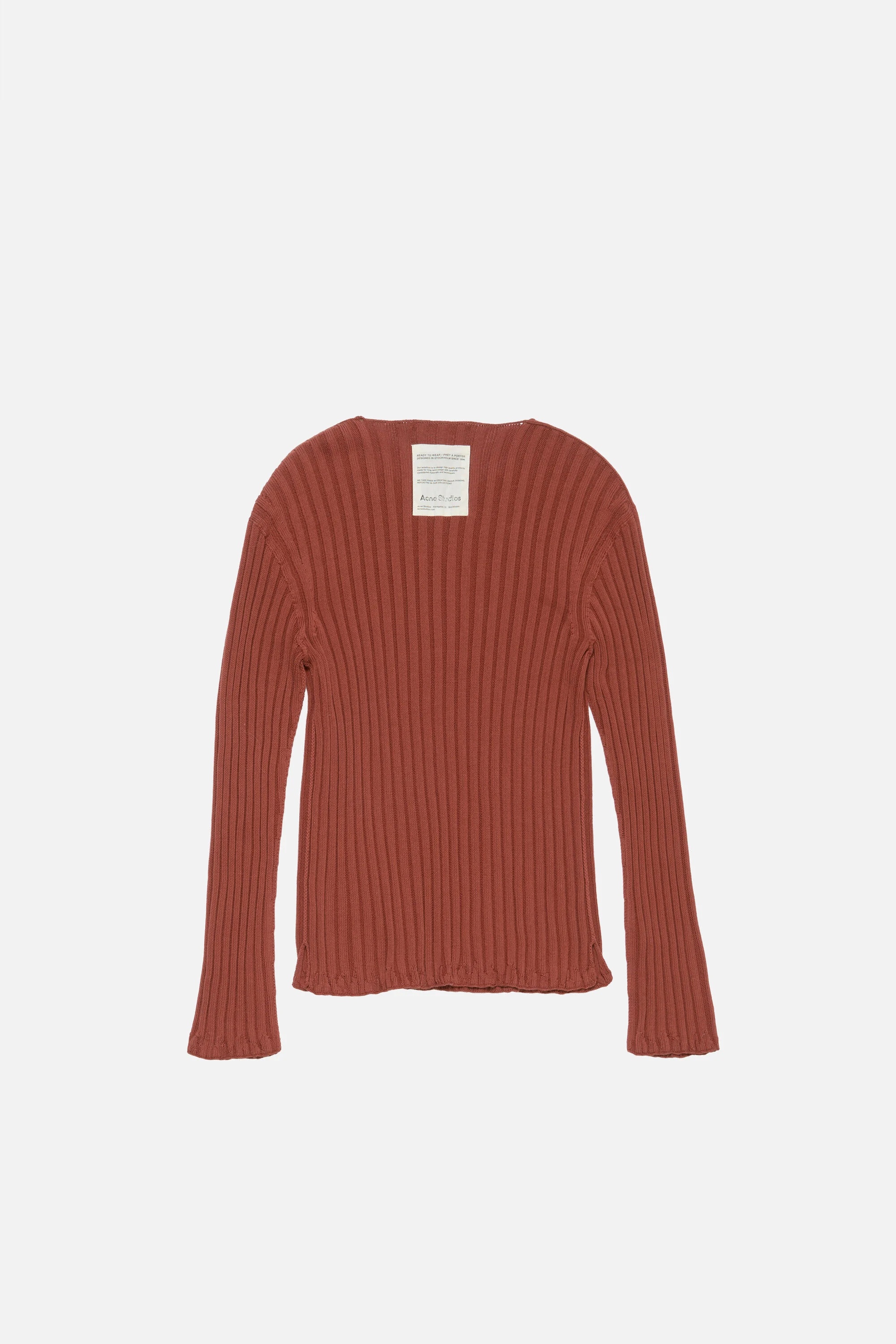Ribbed crewneck knit - Terracotta red - 6