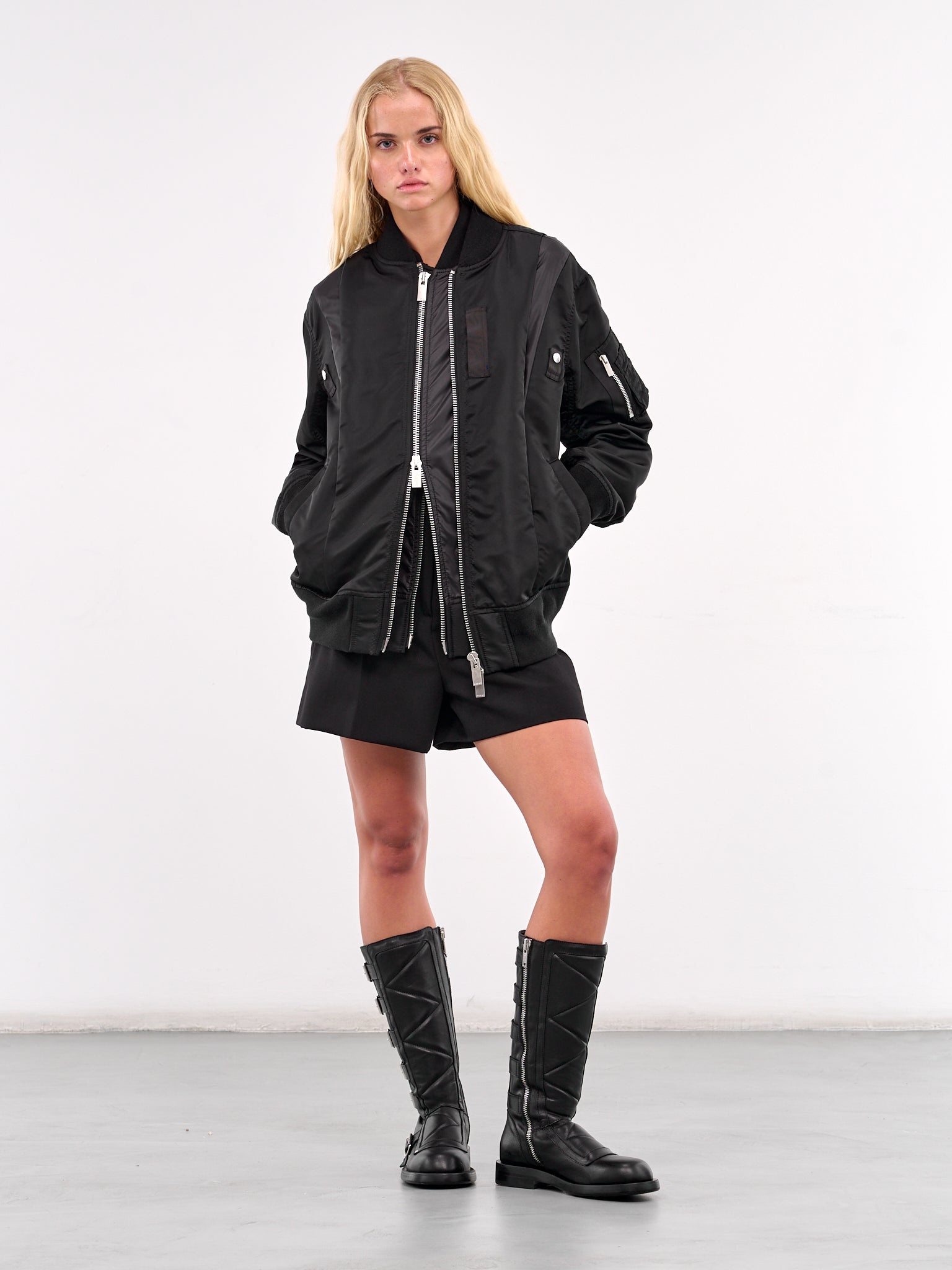 Overlapping Contrast Bomber Jacket - 6