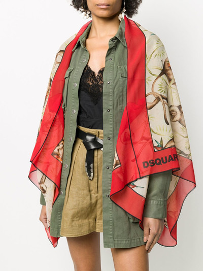 DSQUARED2 macaque-print chiffon shawl outlook