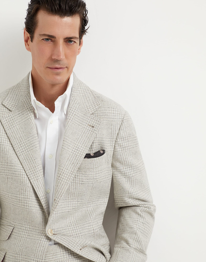 Comfort wool, silk and cashmere Prince of Wales deconstructed Cavallo blazer 3