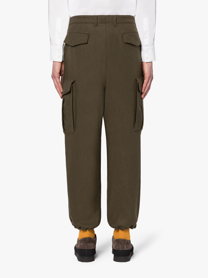 KHAKI WOOL CARGO TROUSERS 4