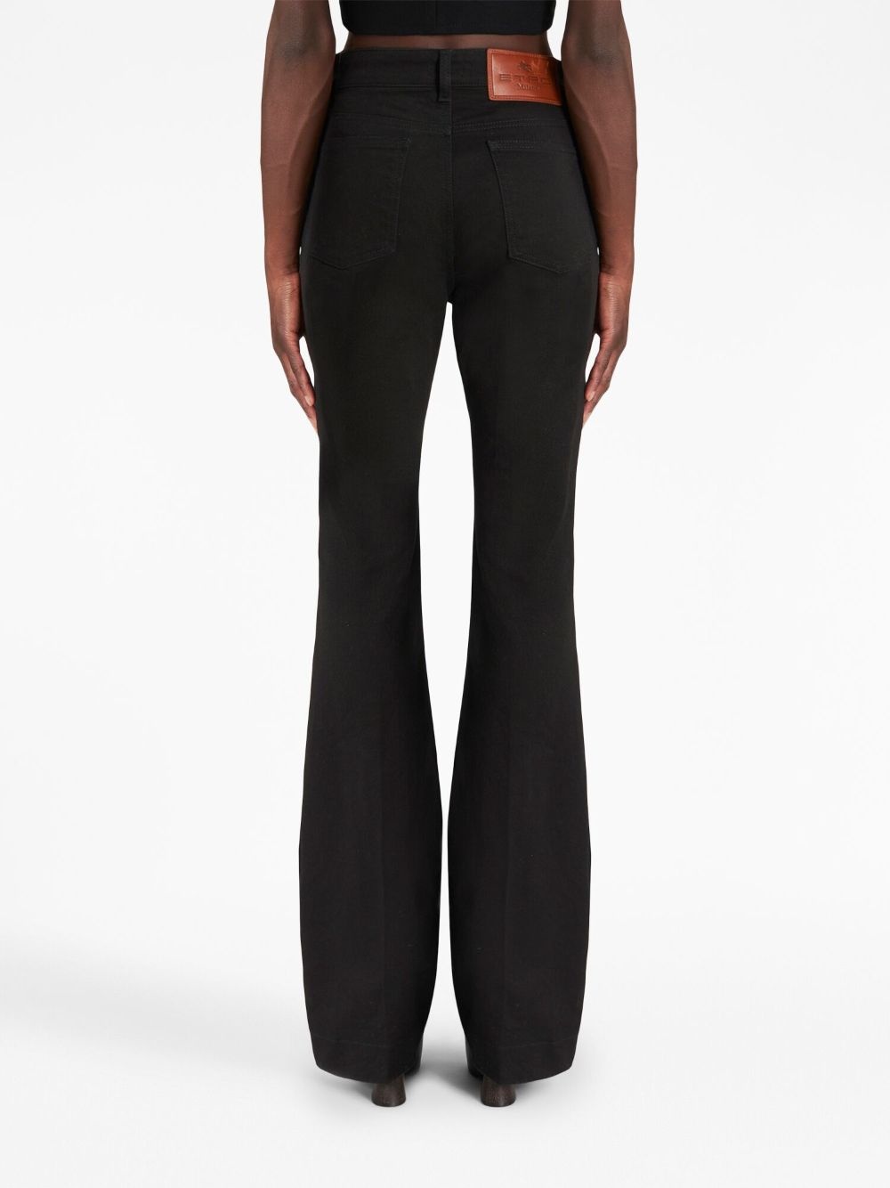 foliage-embroidered mid-rise flared jeans - 4