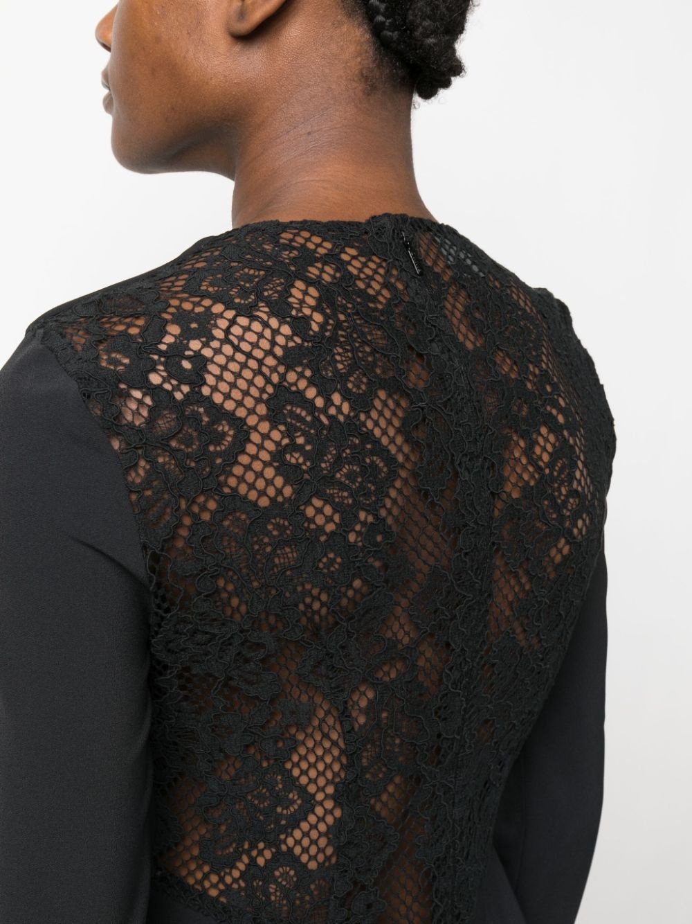 floral-lace detail mid dress - 5