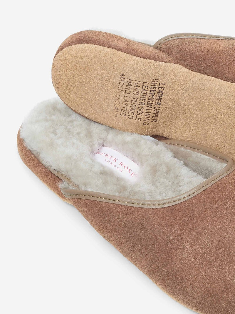 Women's Mule Slippers Imogen Suede Sheepskin Camel 4