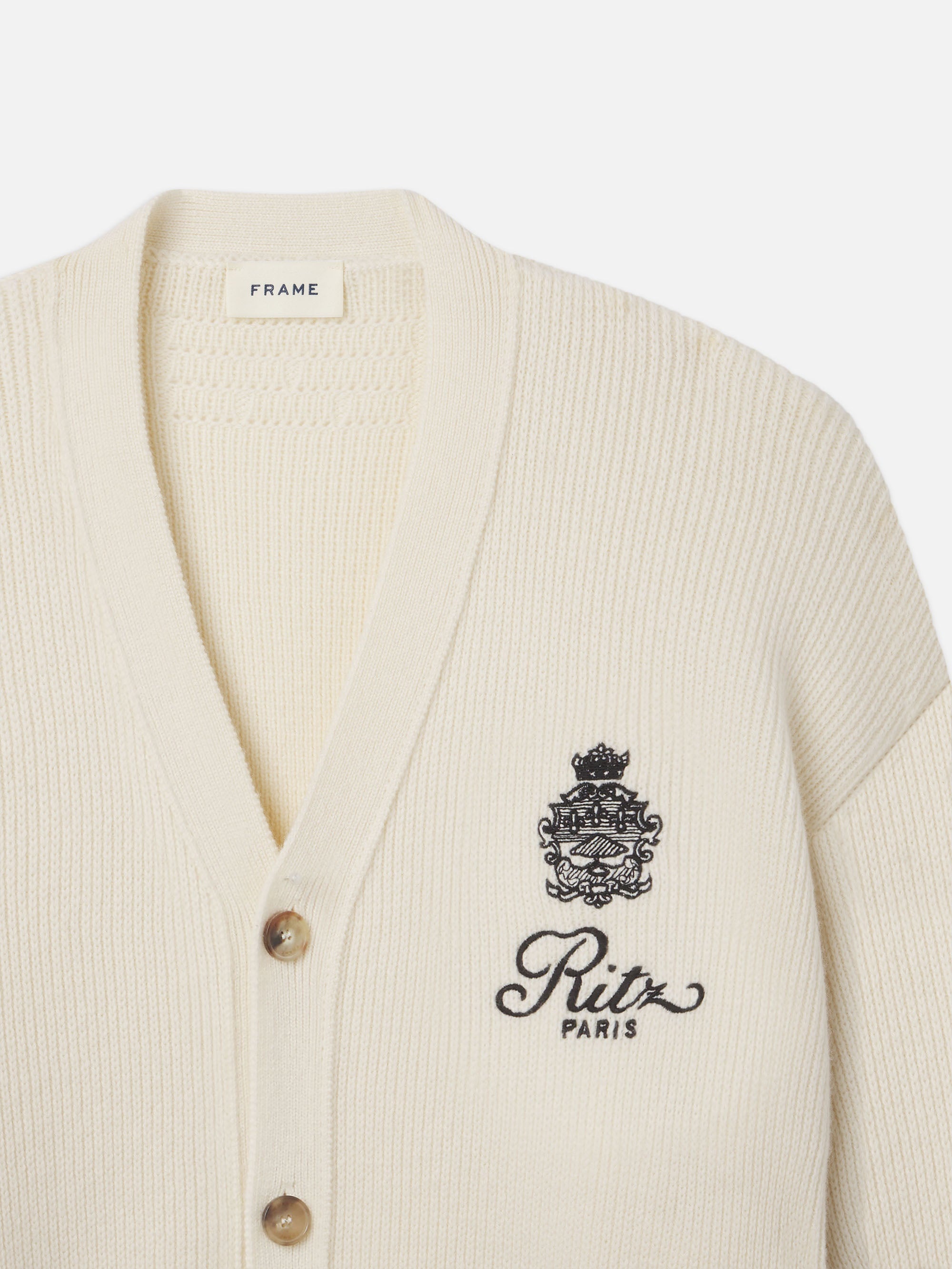 Ritz Embroidery Cashmere Cardigan in Cream - 3
