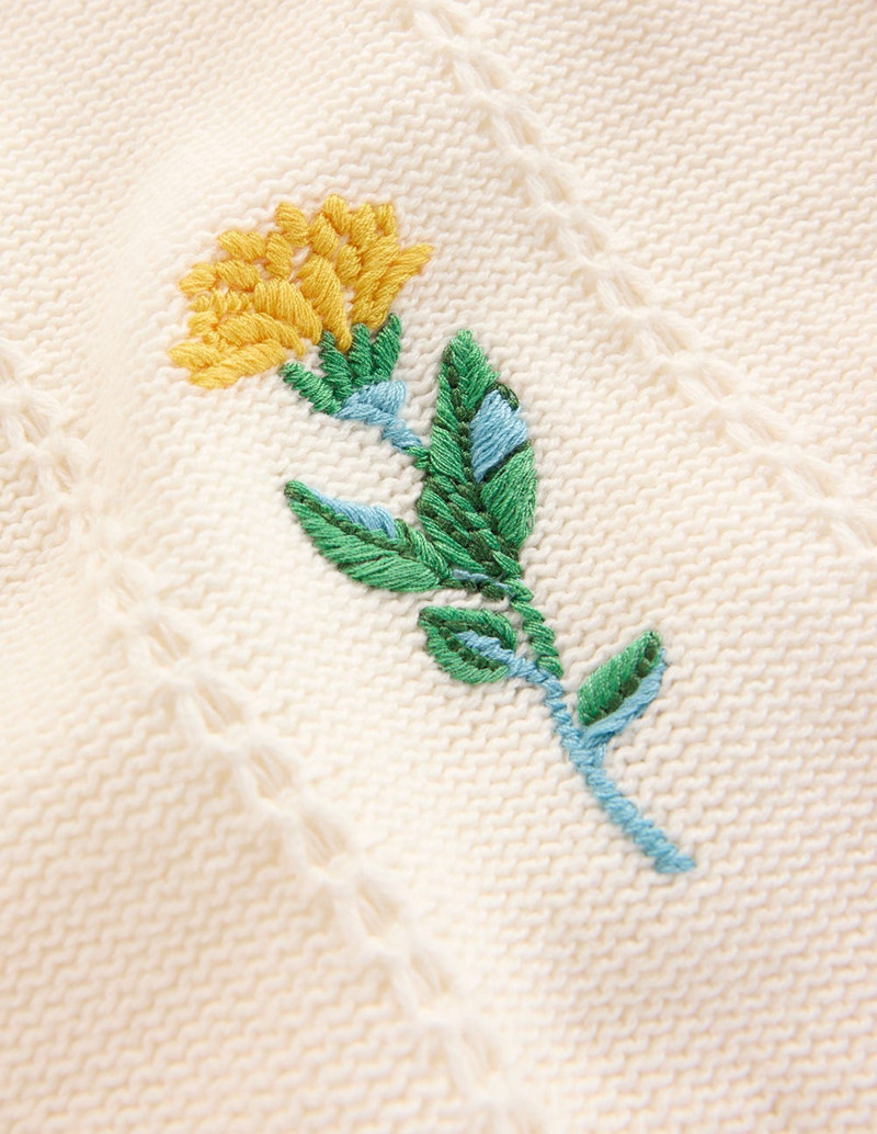 Valeria Crochet Trim Jumper-Warm Ivory , Embroidery 3