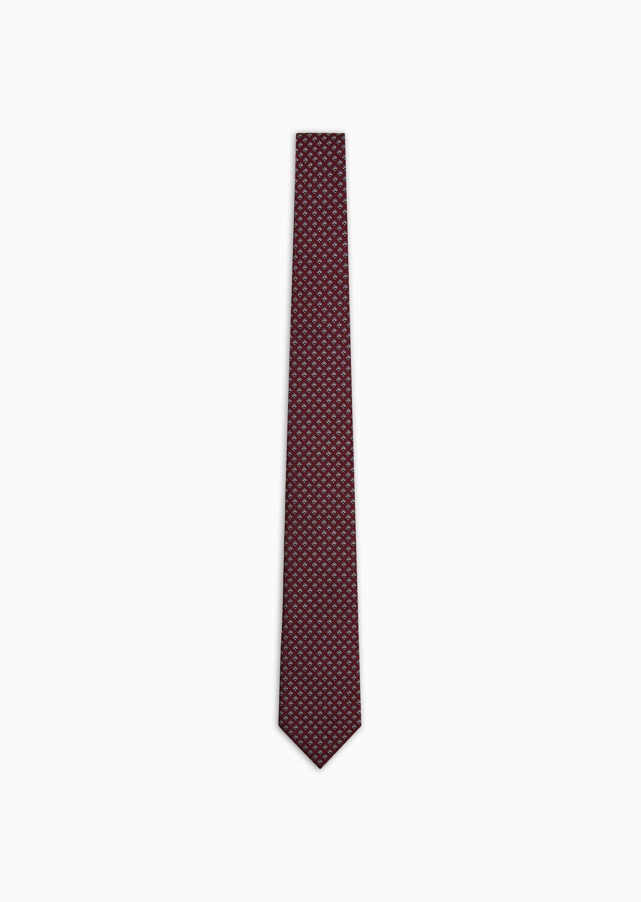 Pure silk tie with jacquard micro-check motif - 1