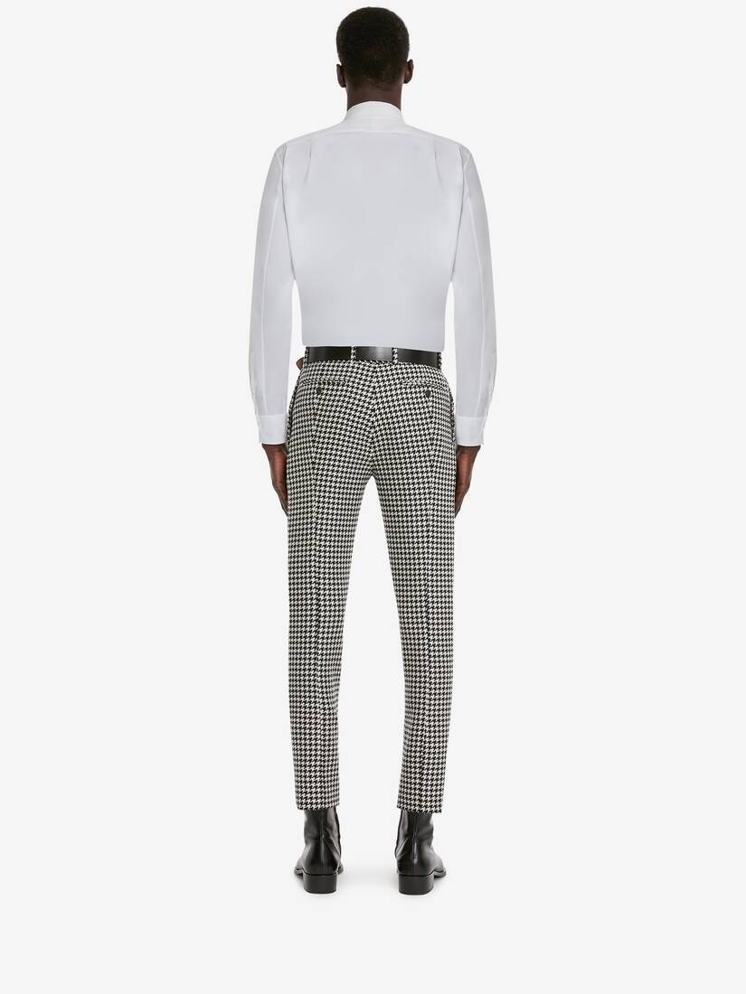 Men's Dogtooth Cigarette Trousers in White/black - 4