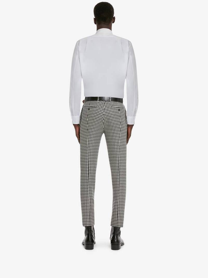 Men's Dogtooth Cigarette Trousers in White/black 4