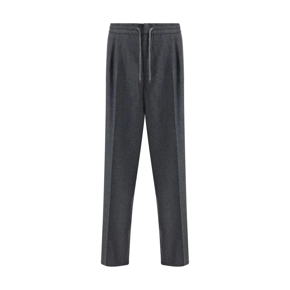 MLANGE WOOL DRAWSTRING TROUSERS - 1