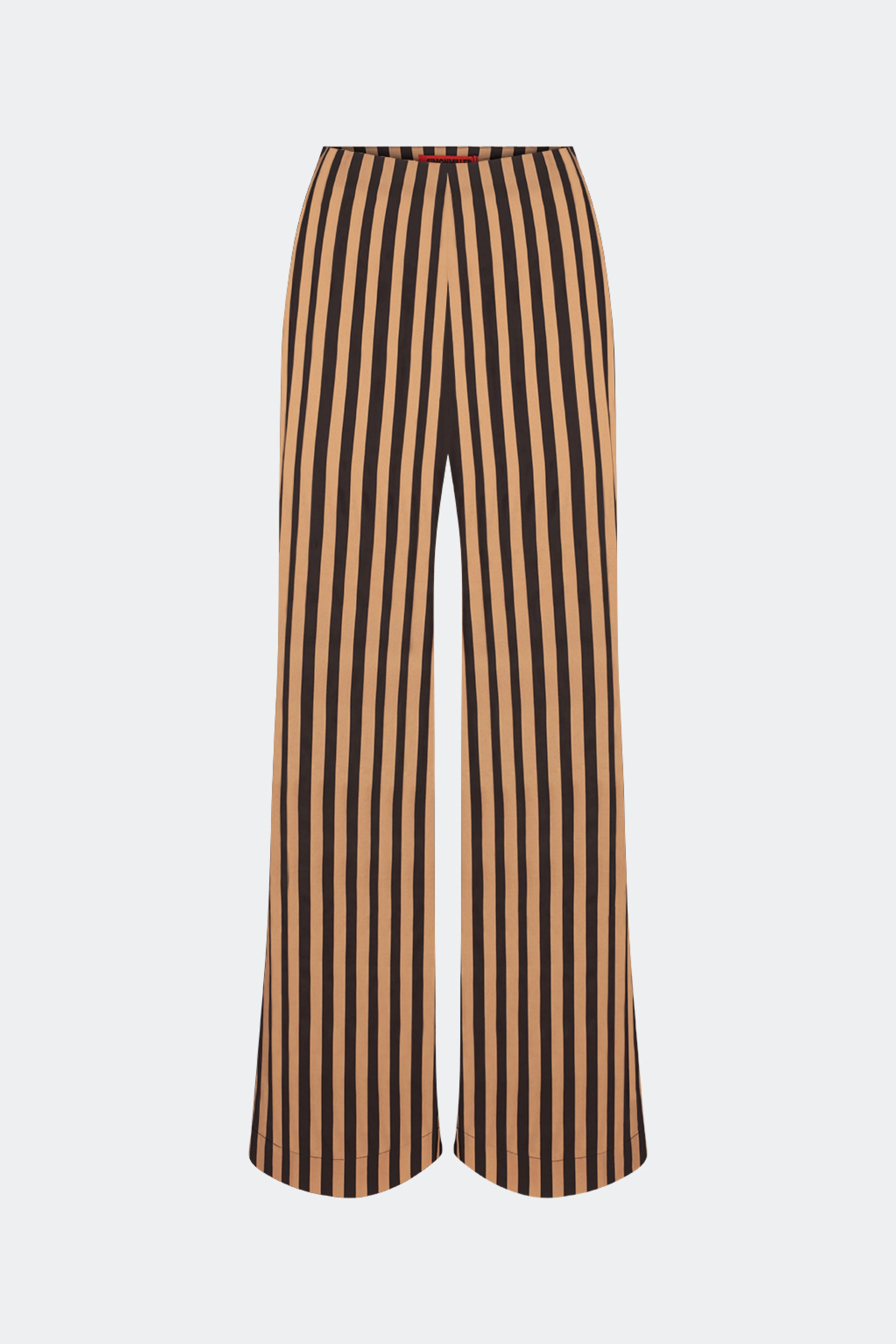 Pia Poplin Pant In Black/Tan Stripe - 1