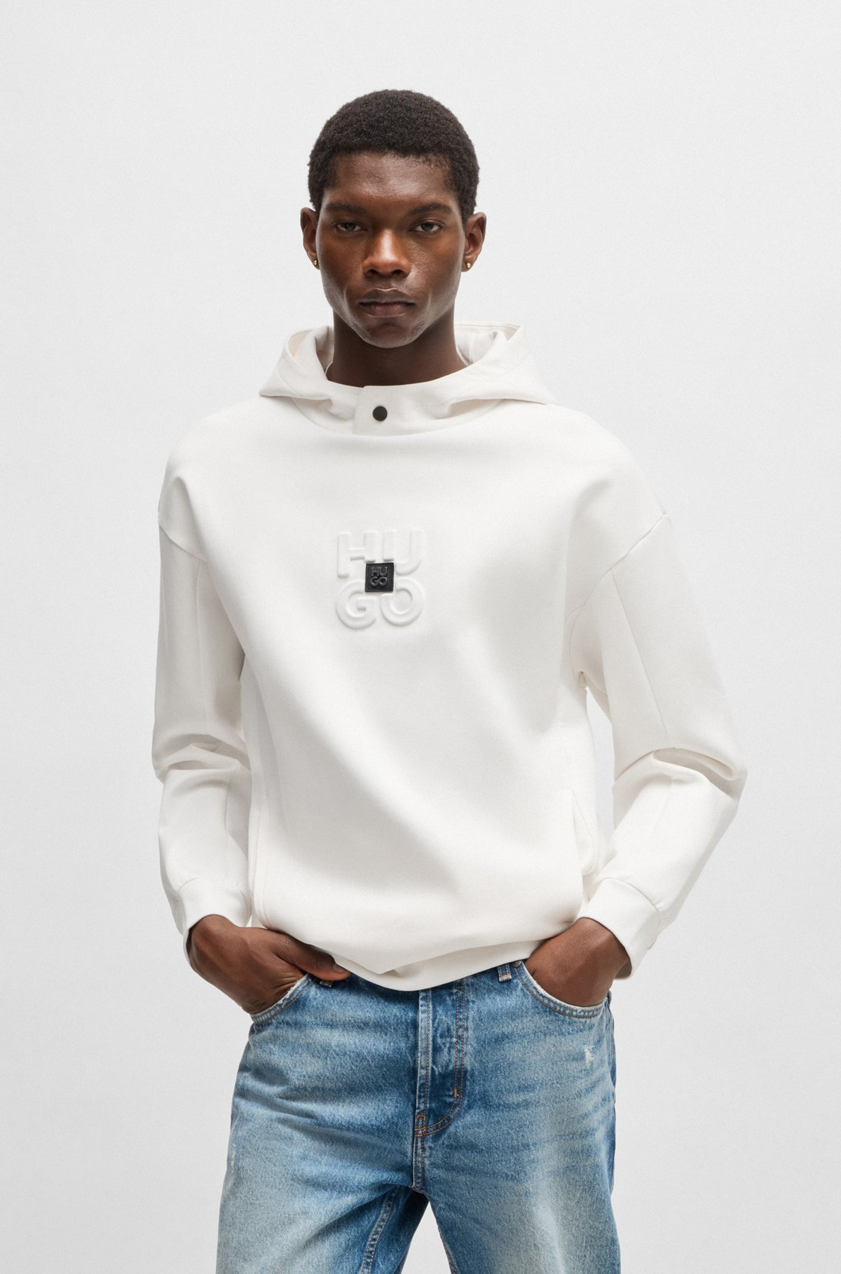 INTERLOCK HOODIE WITH STACKED LOGOS - 2