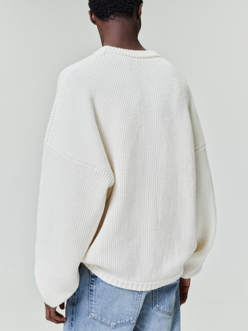 Double Knit Linen Wool Cotton Crewneck Sweater 2