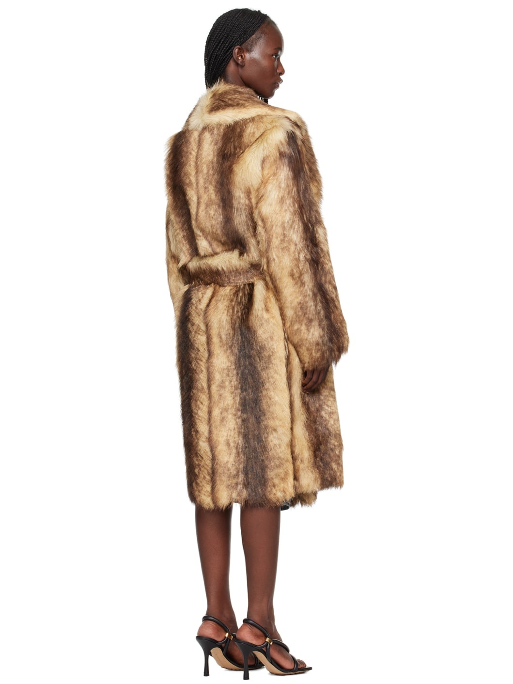 Beige Printed Faux-Fur Coat - 3