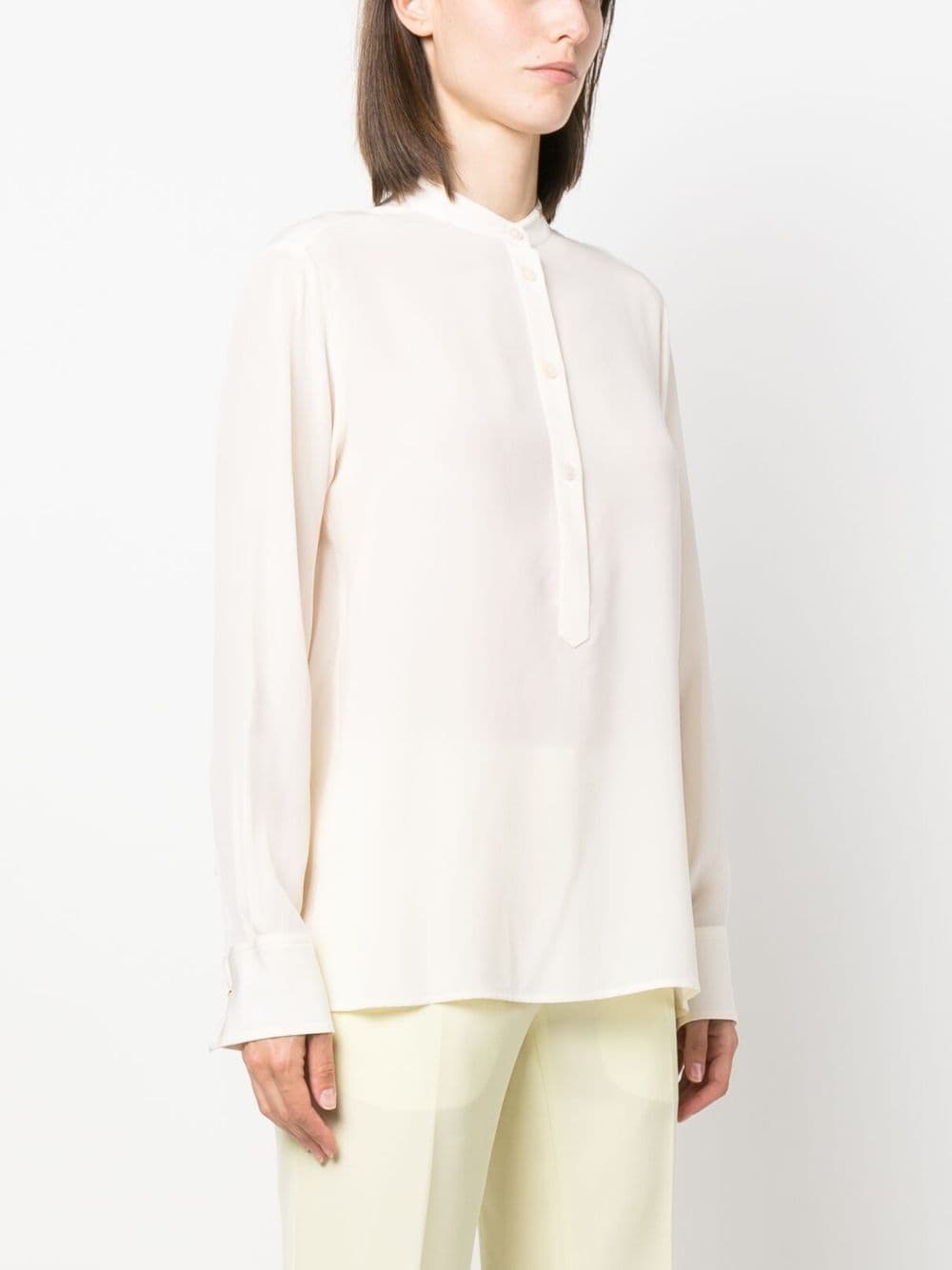 band-collar silk blouse - 3