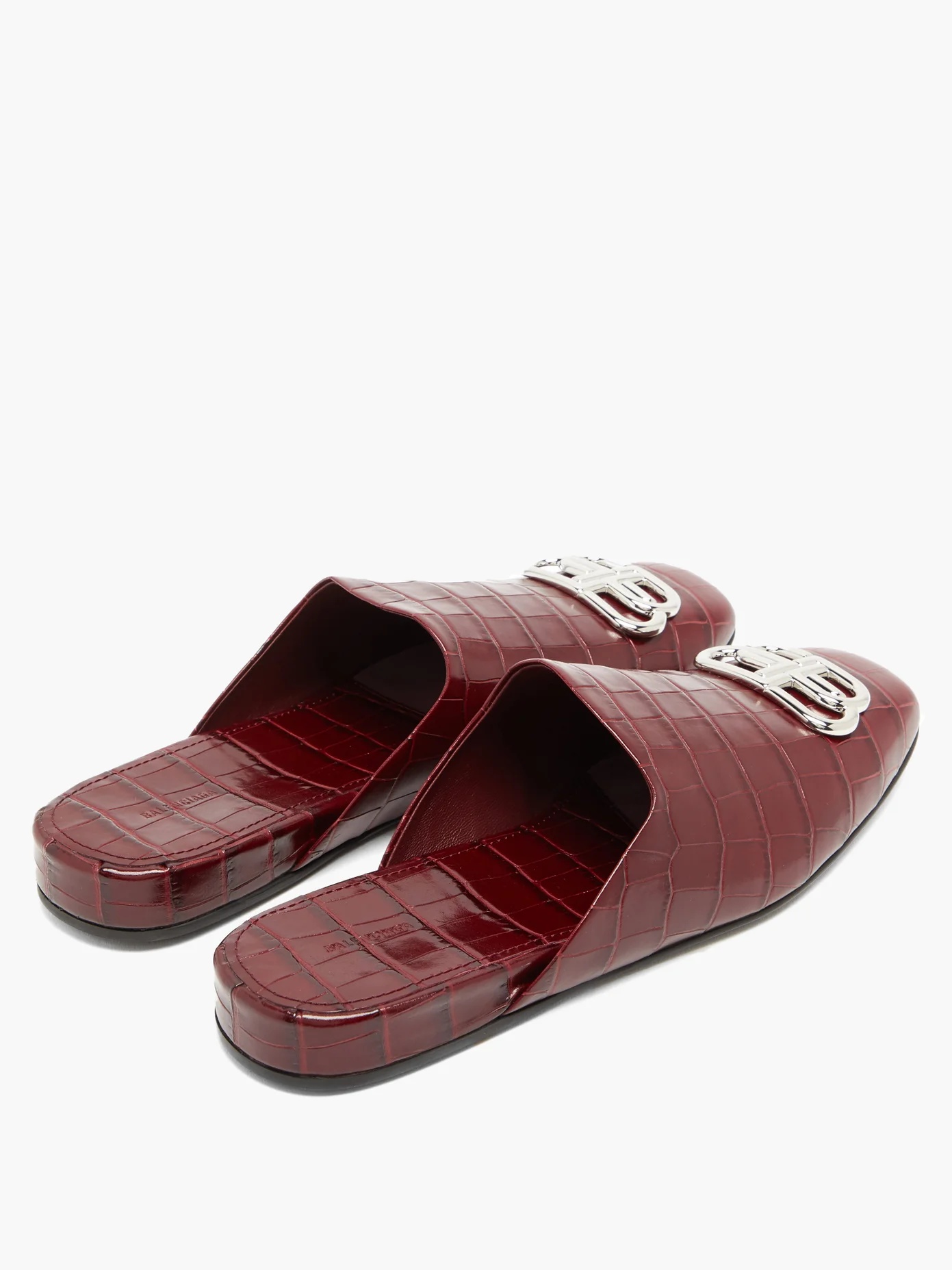 Cosy BB-plaque crocodile-effect backless loafers - 4