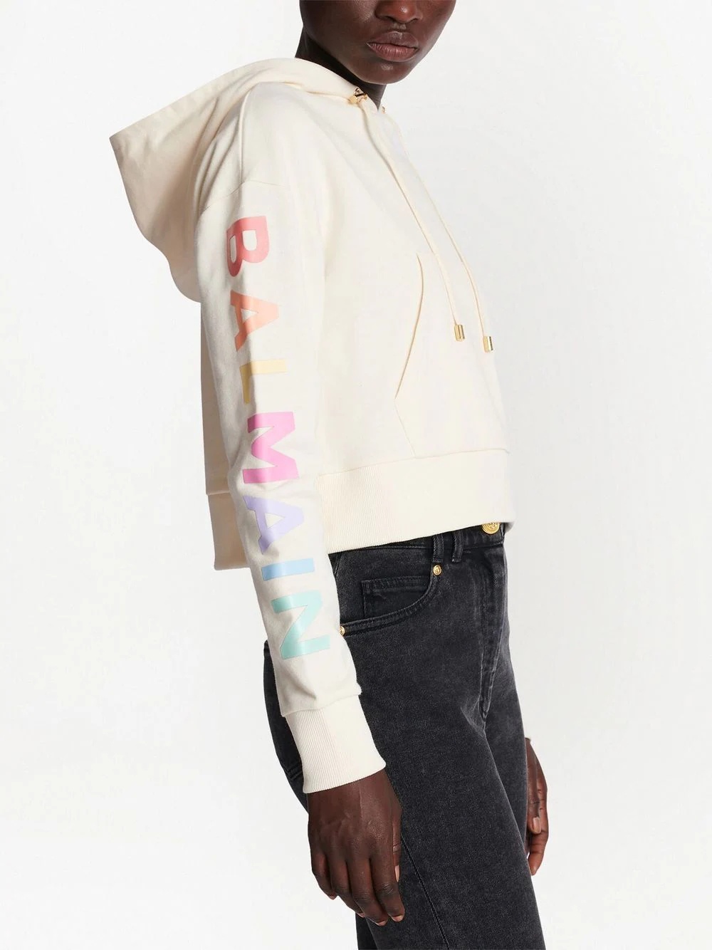 logo-print cropped hoodie - 5