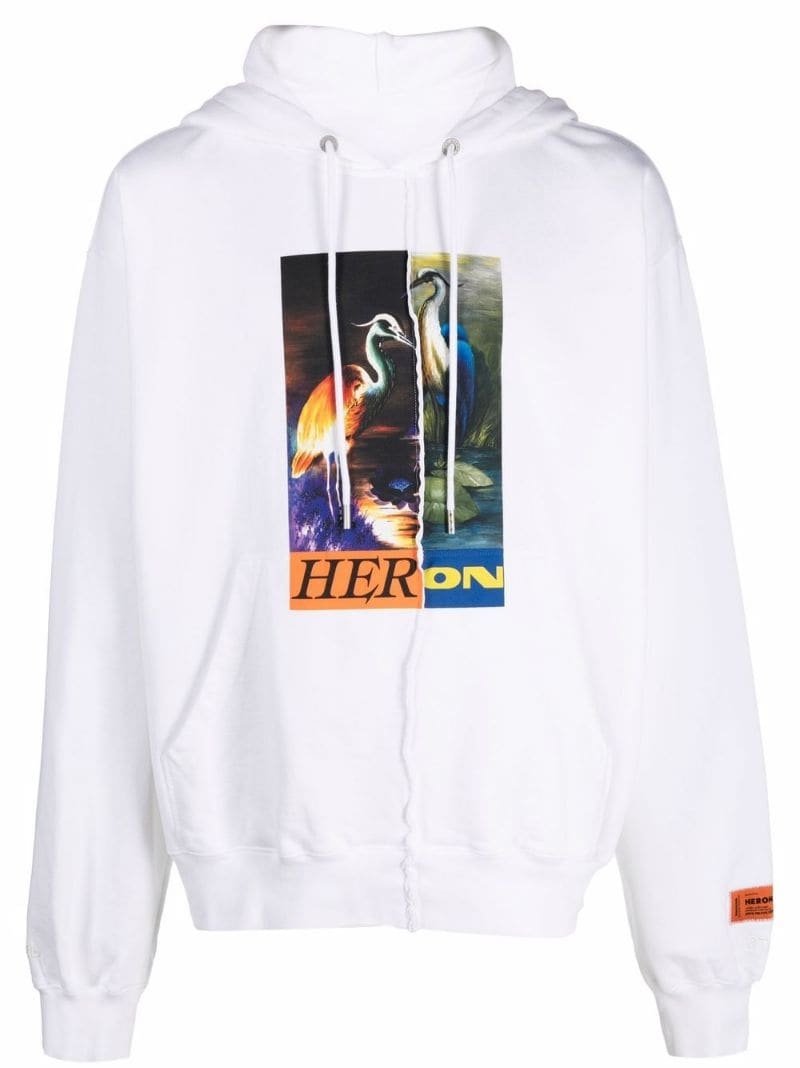 split-herons print hoodie - 1