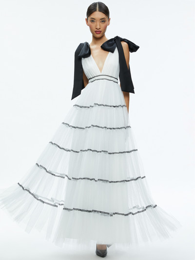 Alice + Olivia JESSALYN BOW STRAP TIERED MAXI GOWN outlook