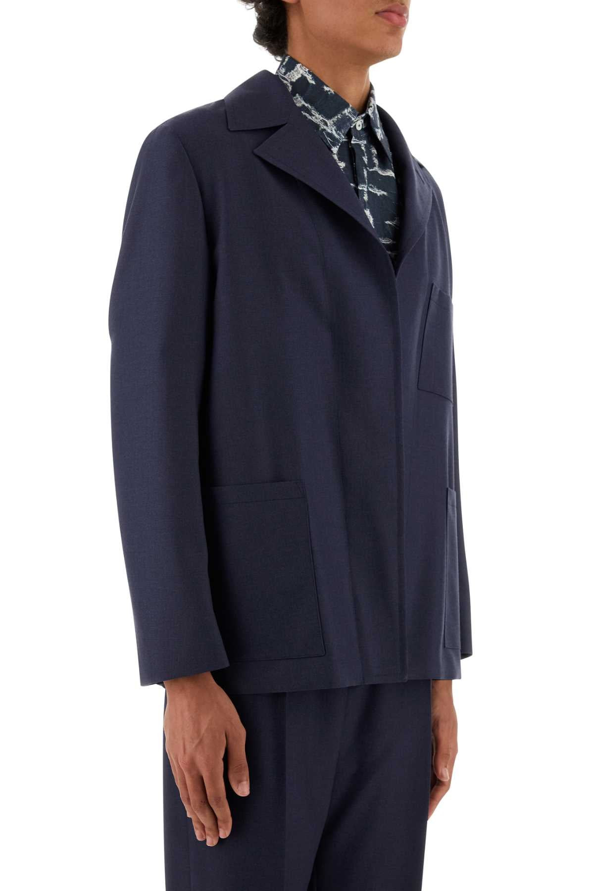 Fendi Men Blue Wool Blazer - 3