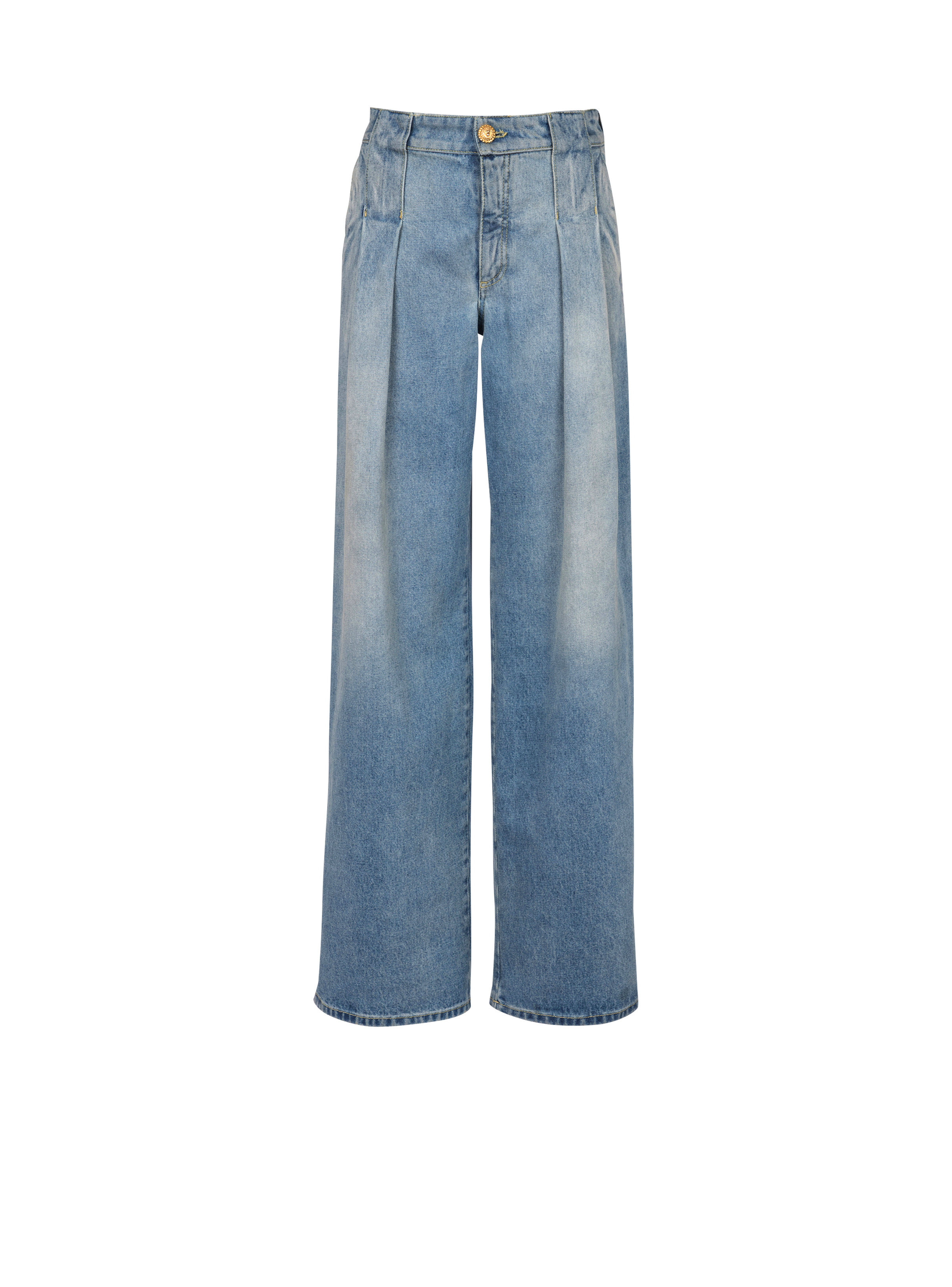 Pleated denim jeans - 1