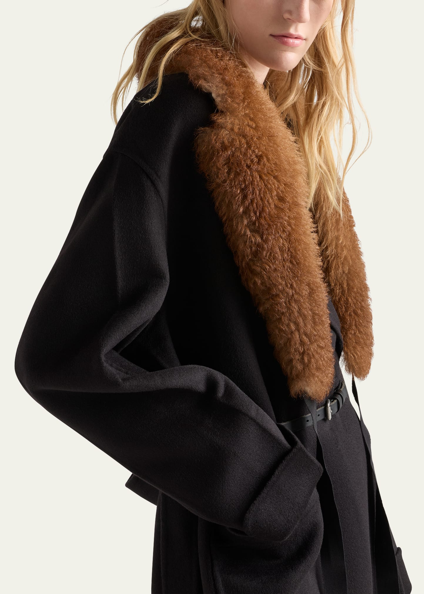 Cashmere Long Wrap Coat - 4