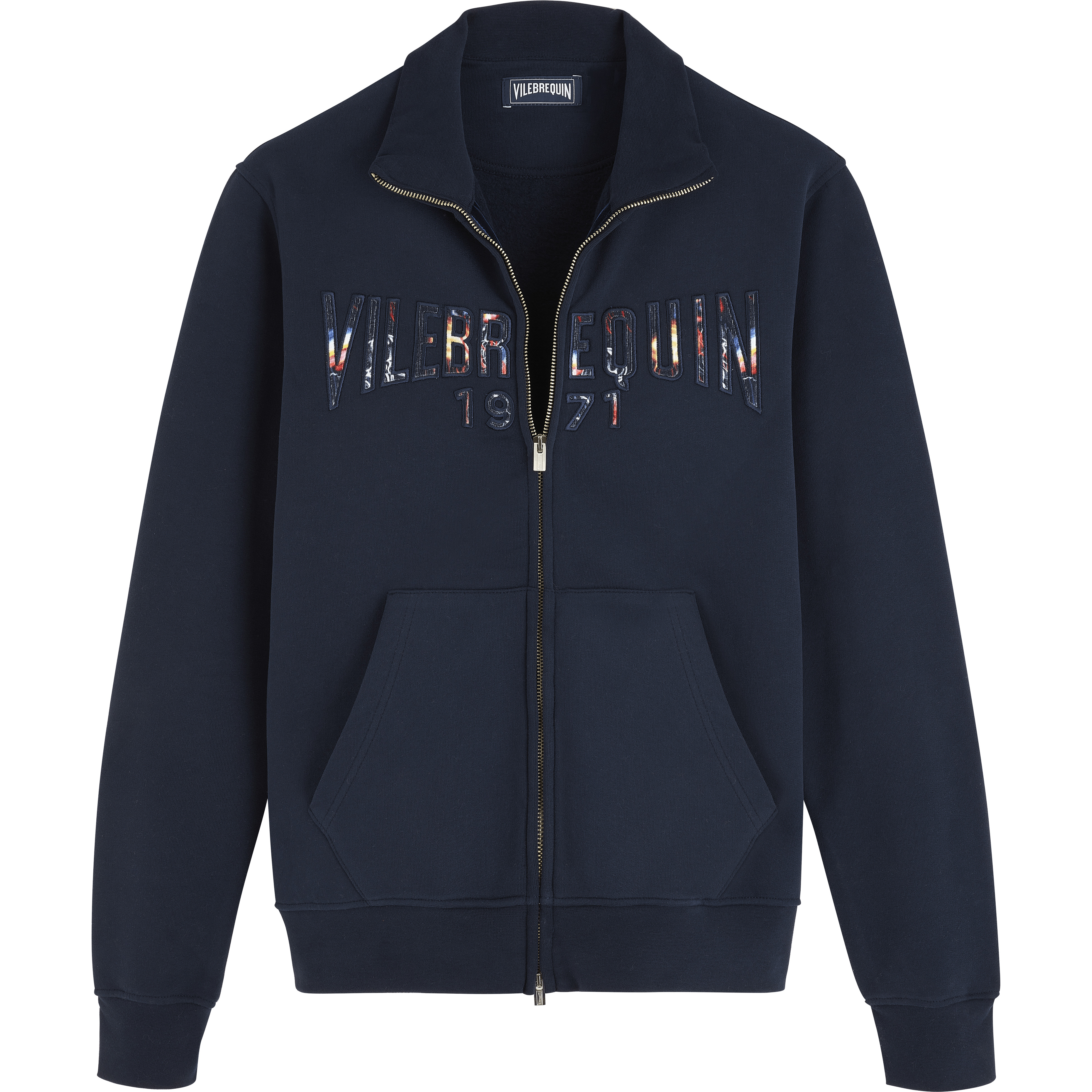 Men Cotton Front Zip Sweatshirt Neo Médusa brodé - 1