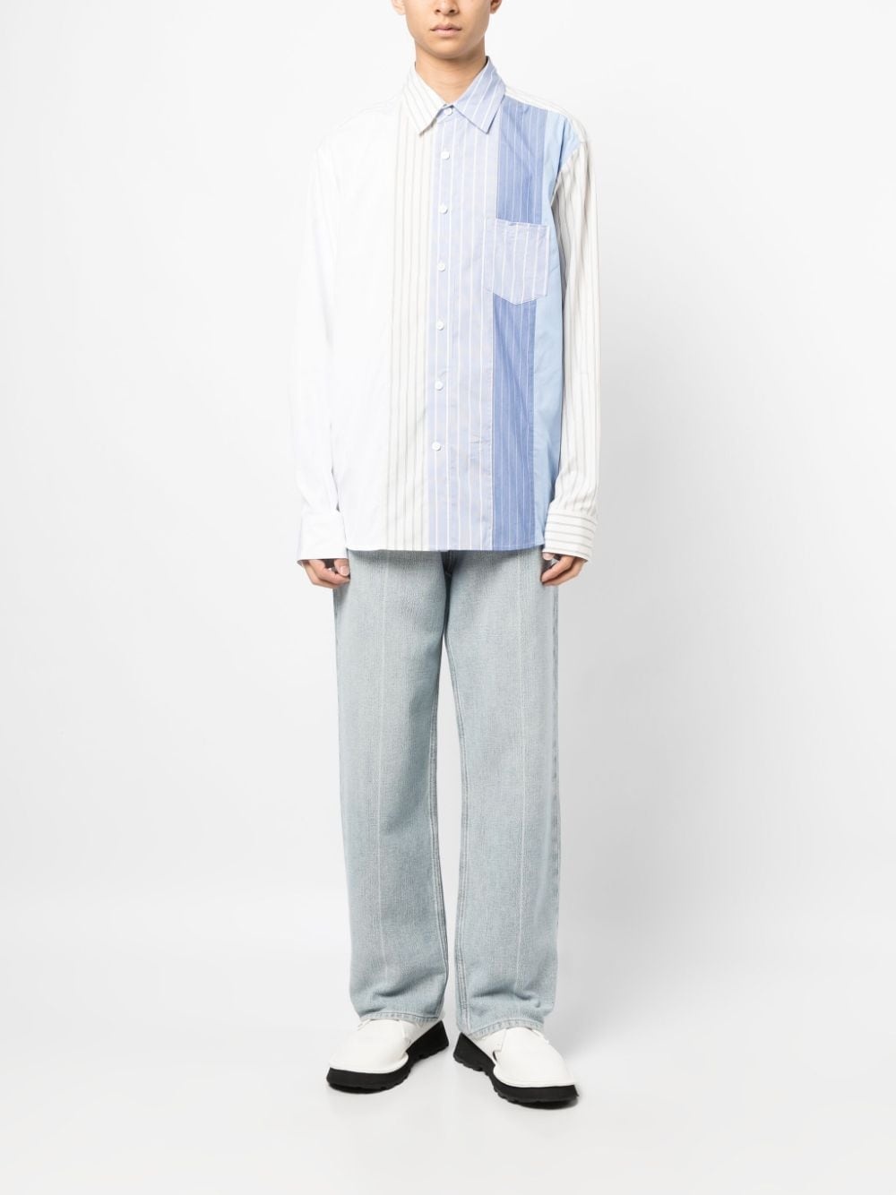 striped panelled shirt - 2