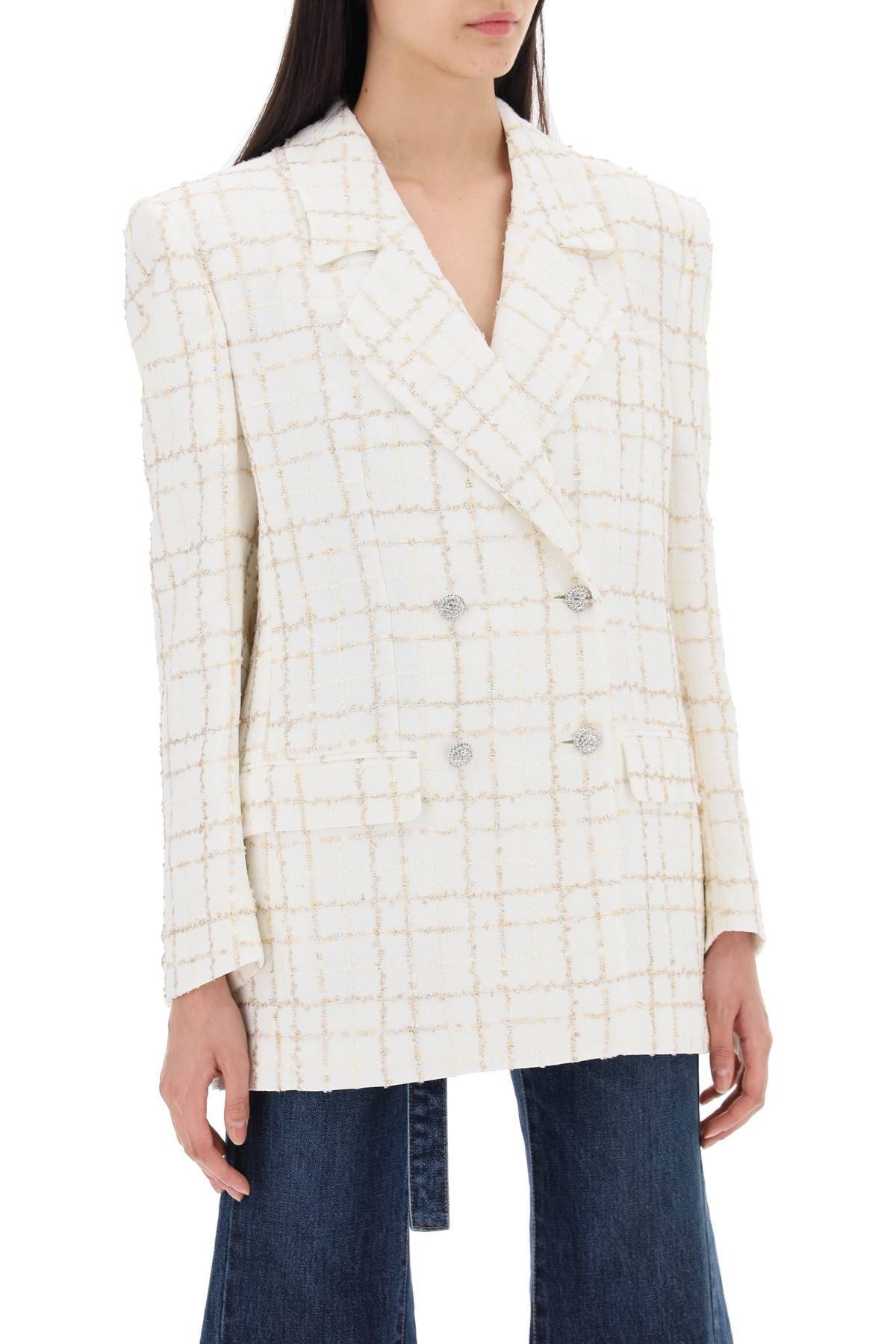 Alessandra Rich Oversized Tweed Jacket With Plaid Pattern - 3