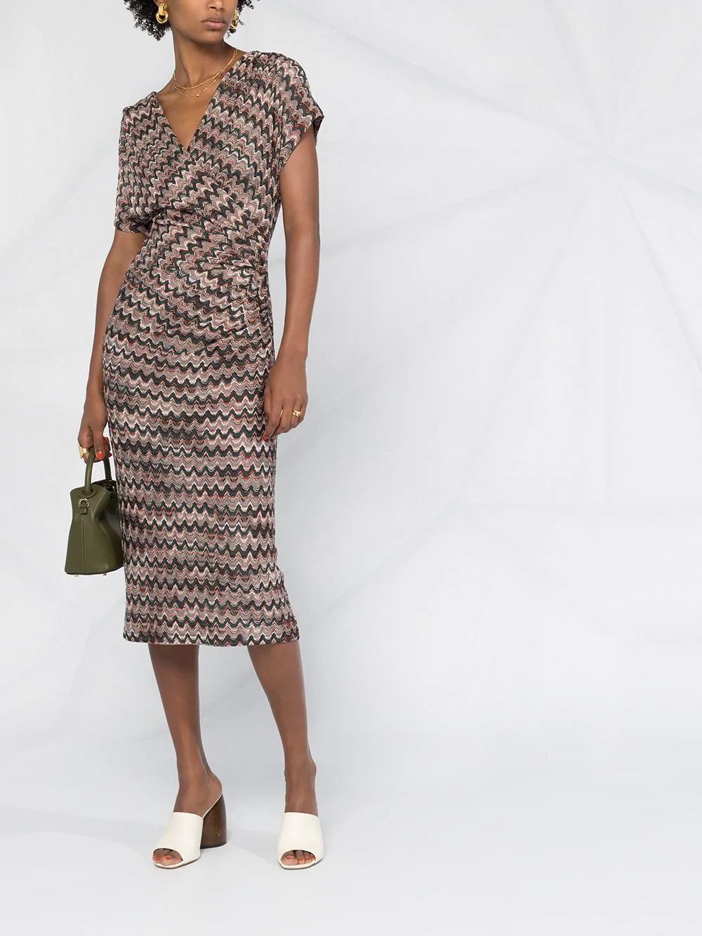 zigzag wrap midi-dress - 2