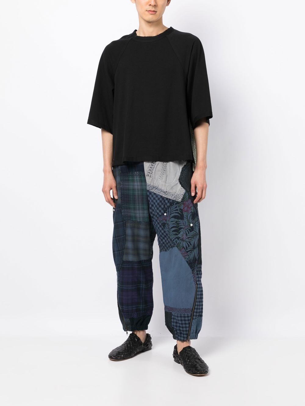 patchwork-design drop-crotch trousers - 2