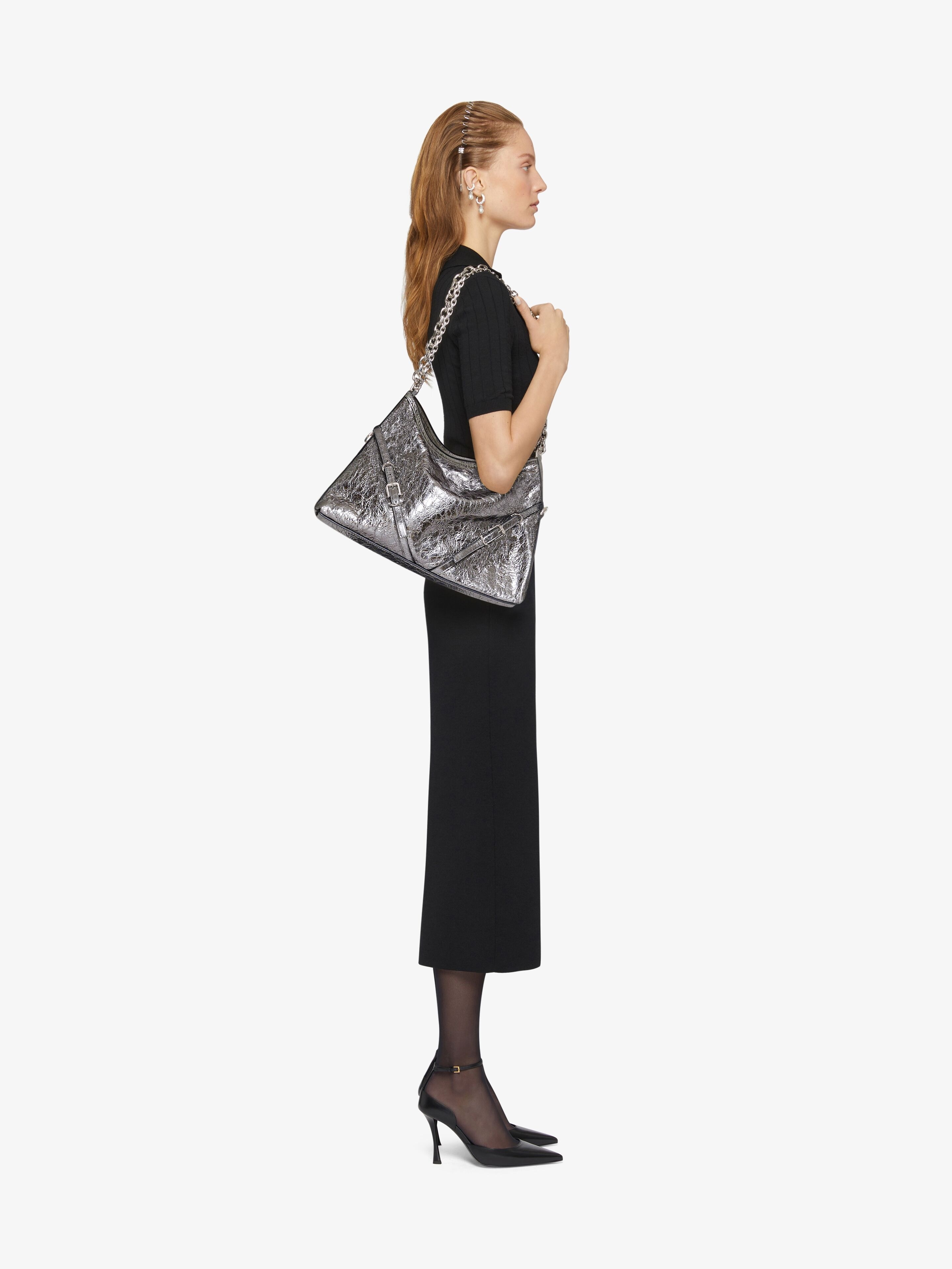 MEDIUM VOYOU CHAIN BAG IN LAMINATED LEATHER - 2