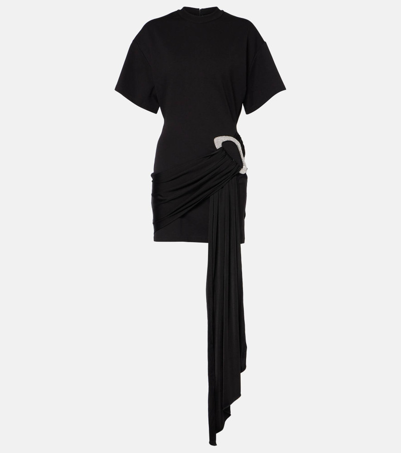 Embellished draped jersey minidress - 1