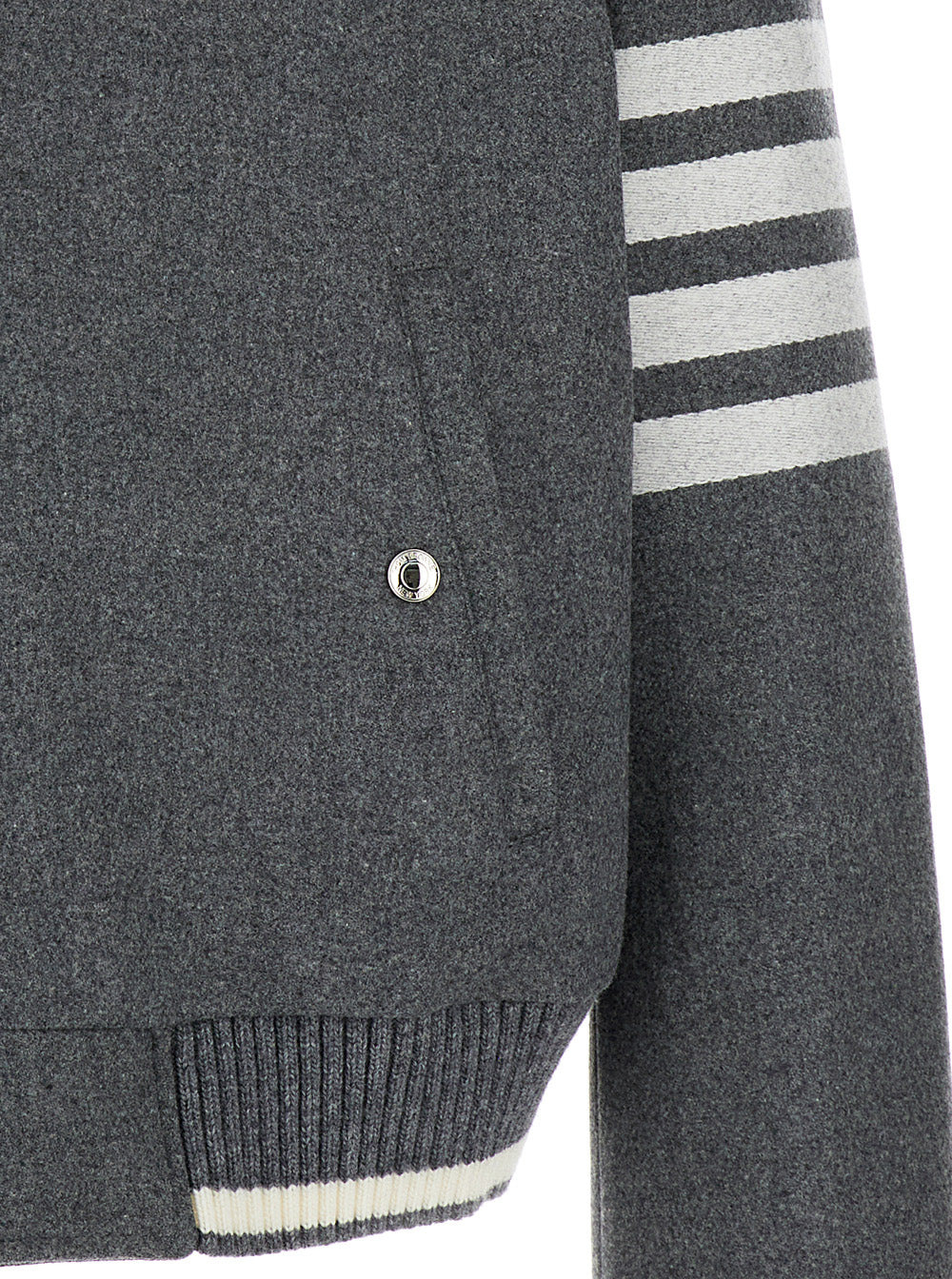 Thom Browne Men Grey Bomber Jacket With Signature 4Bar Stripe In Wool Man - 3