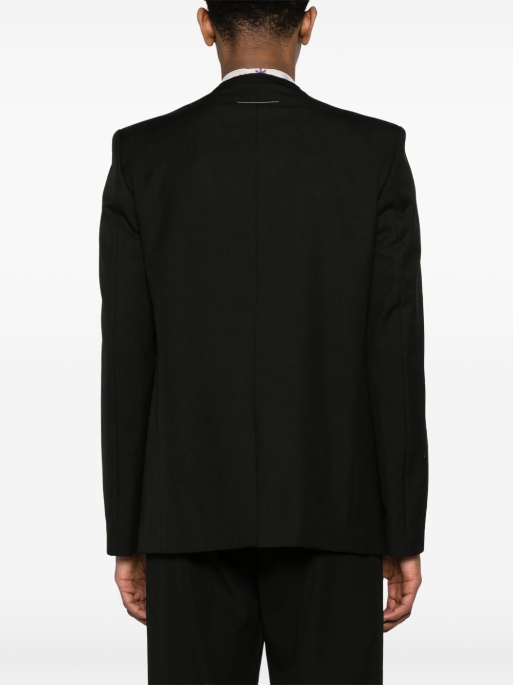 collarless single-breast blazer - 5