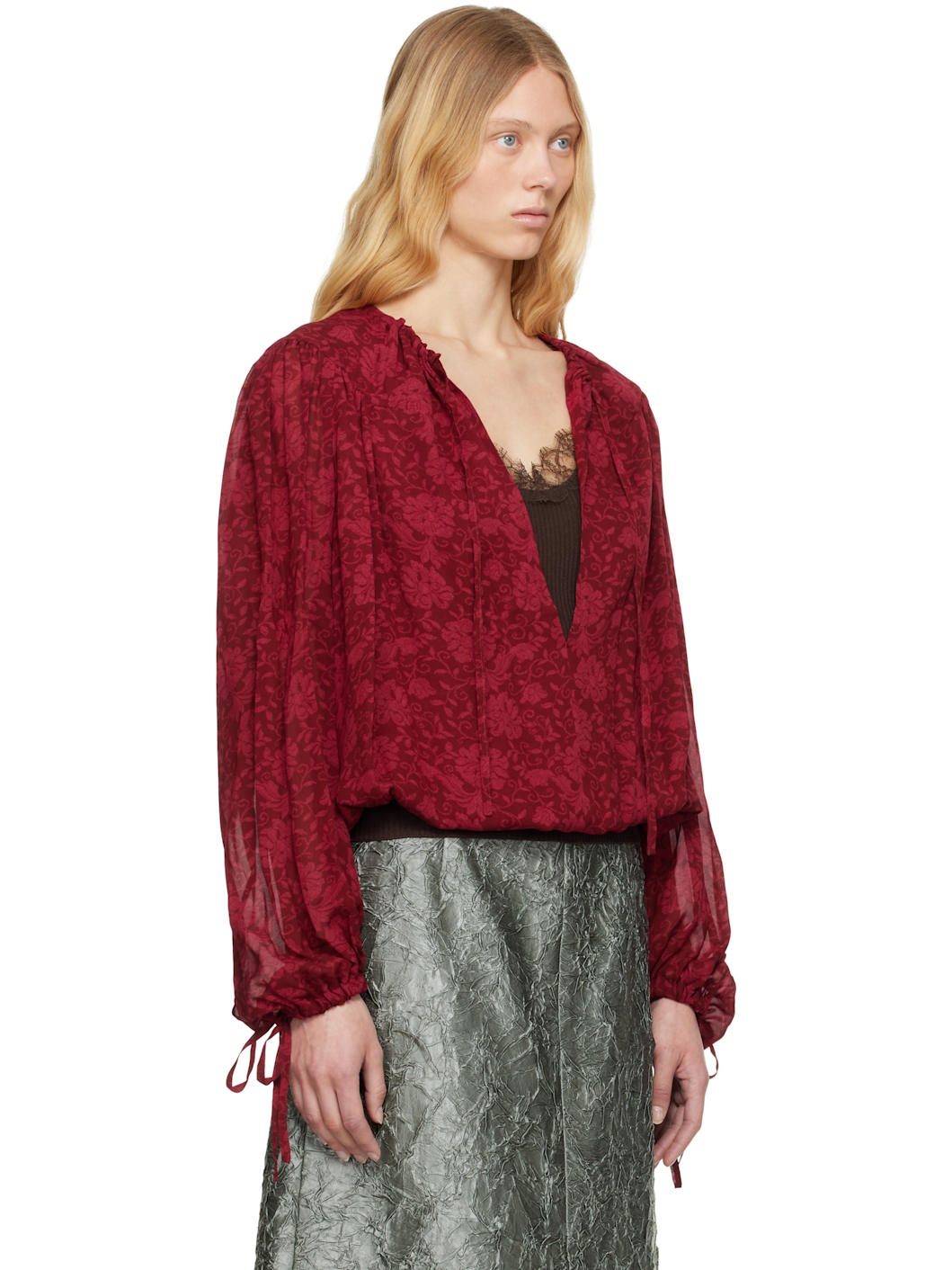 Red Printed Blouse - 2