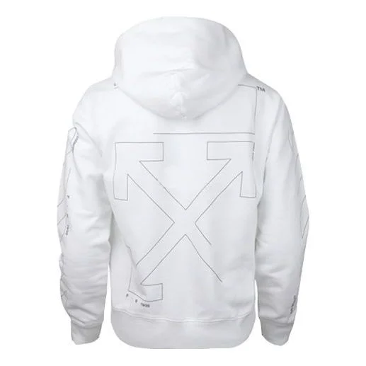 Off-White Diagonal Sleeve Unfinished Popover Hoody White OMBB034E19E300030191 - 1