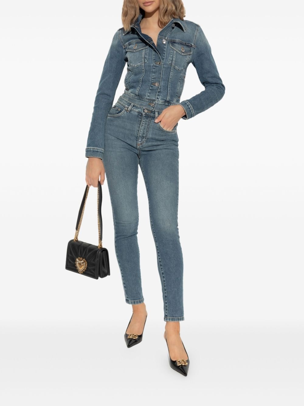 logo-plaque denim jacket - 2