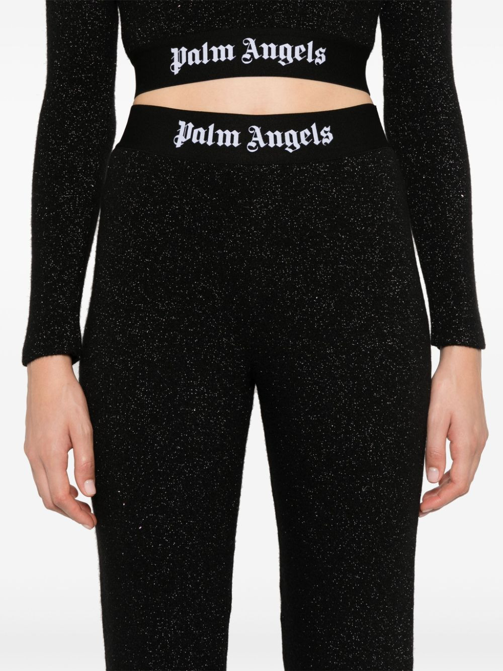 Palm Angels Women Logo Lurex Flared Trousers - 4