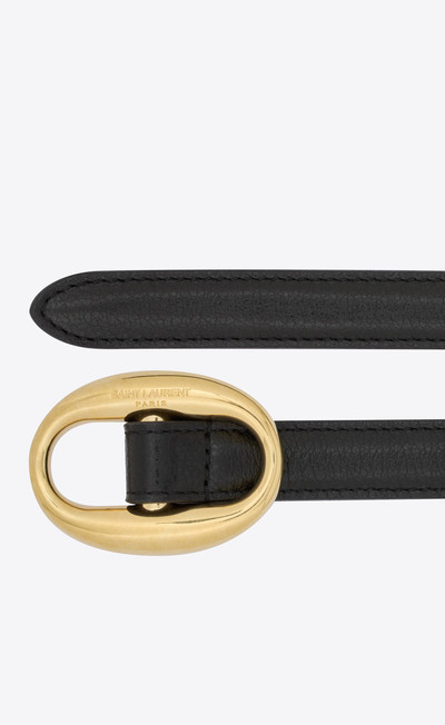 SAINT LAURENT oval buckle thin belt in smooth leather outlook