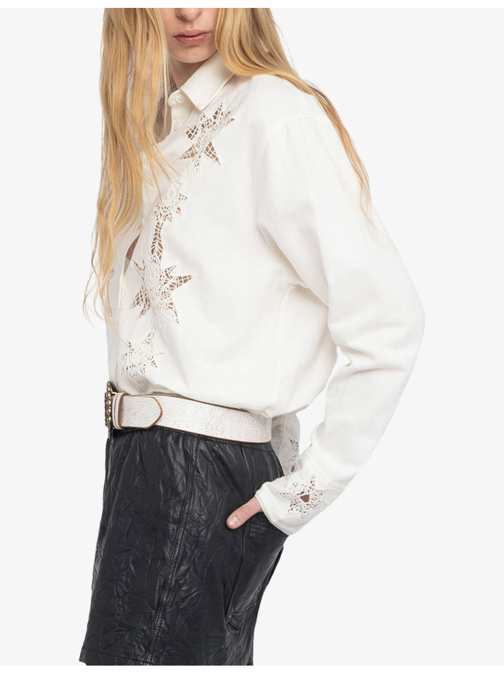 Morning Embroidered-Lace Linen and Cotton-Blend Shirt - 3