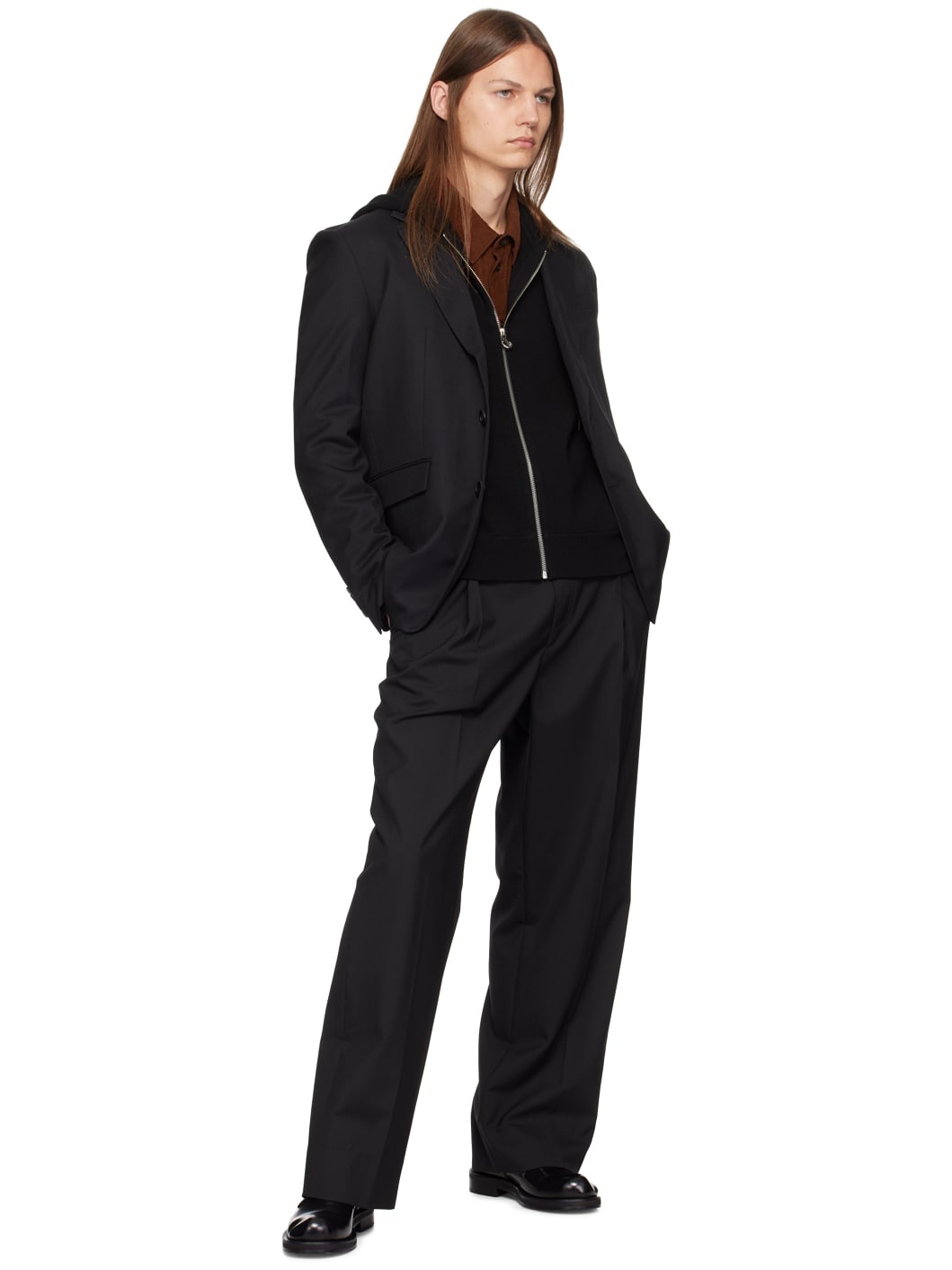 Black Knit Zip Hoodie - 4