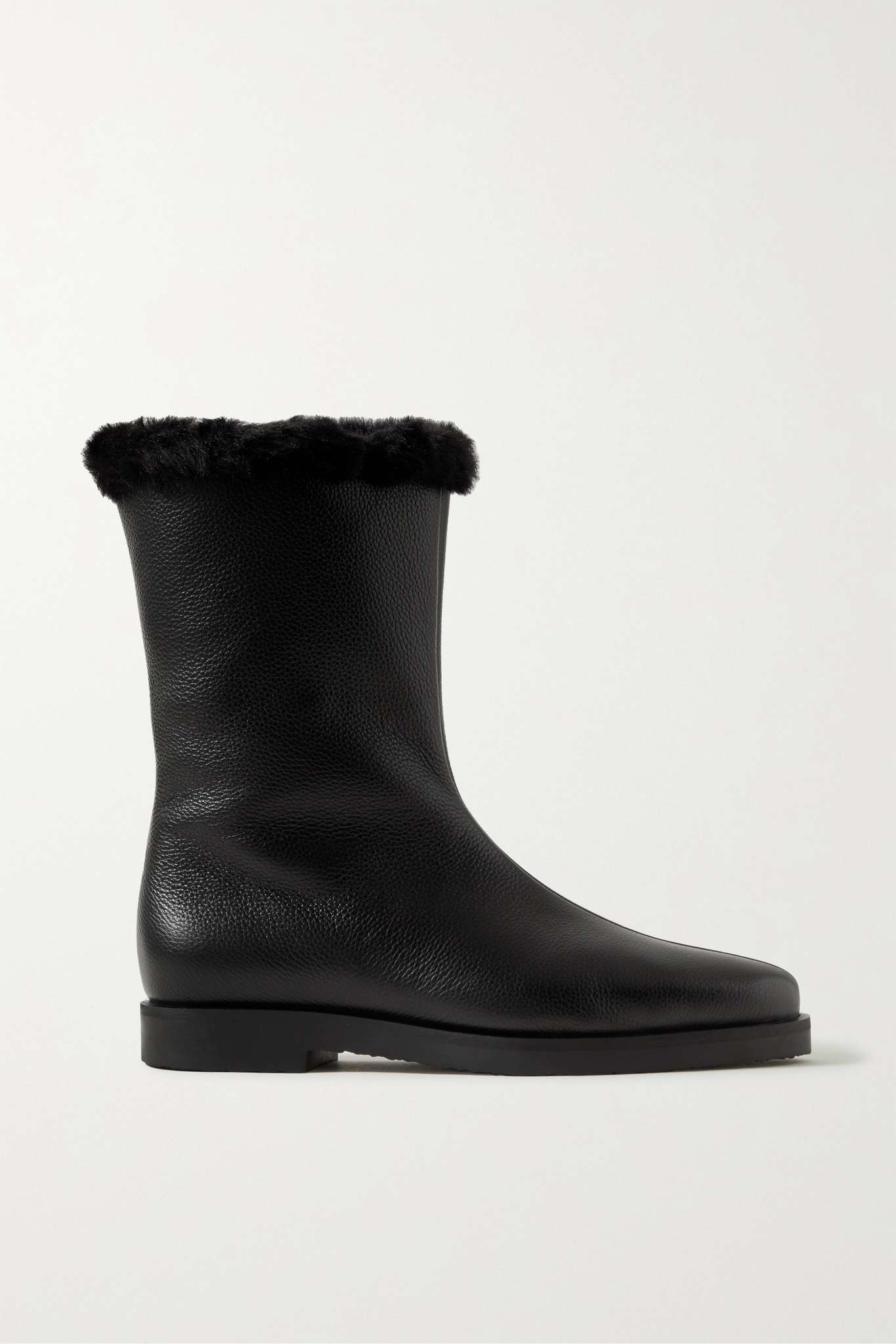 Totême The Off-Duty faux fur-lined textured-leather boots Black