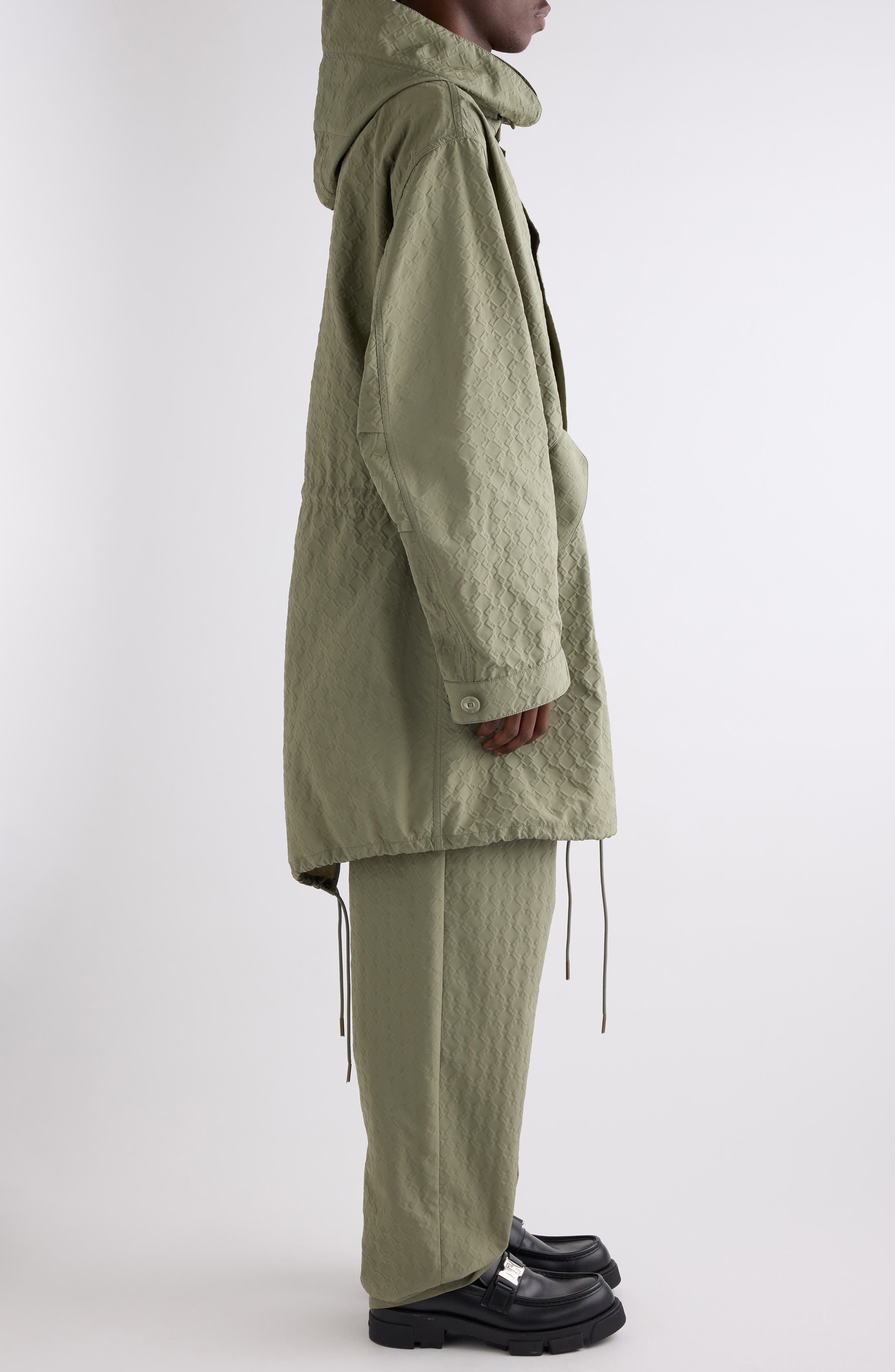 Givenchy Monogram 72 Embossed Fishtail Parka with Removable Hood in Almond Green at Nordstrom - 4